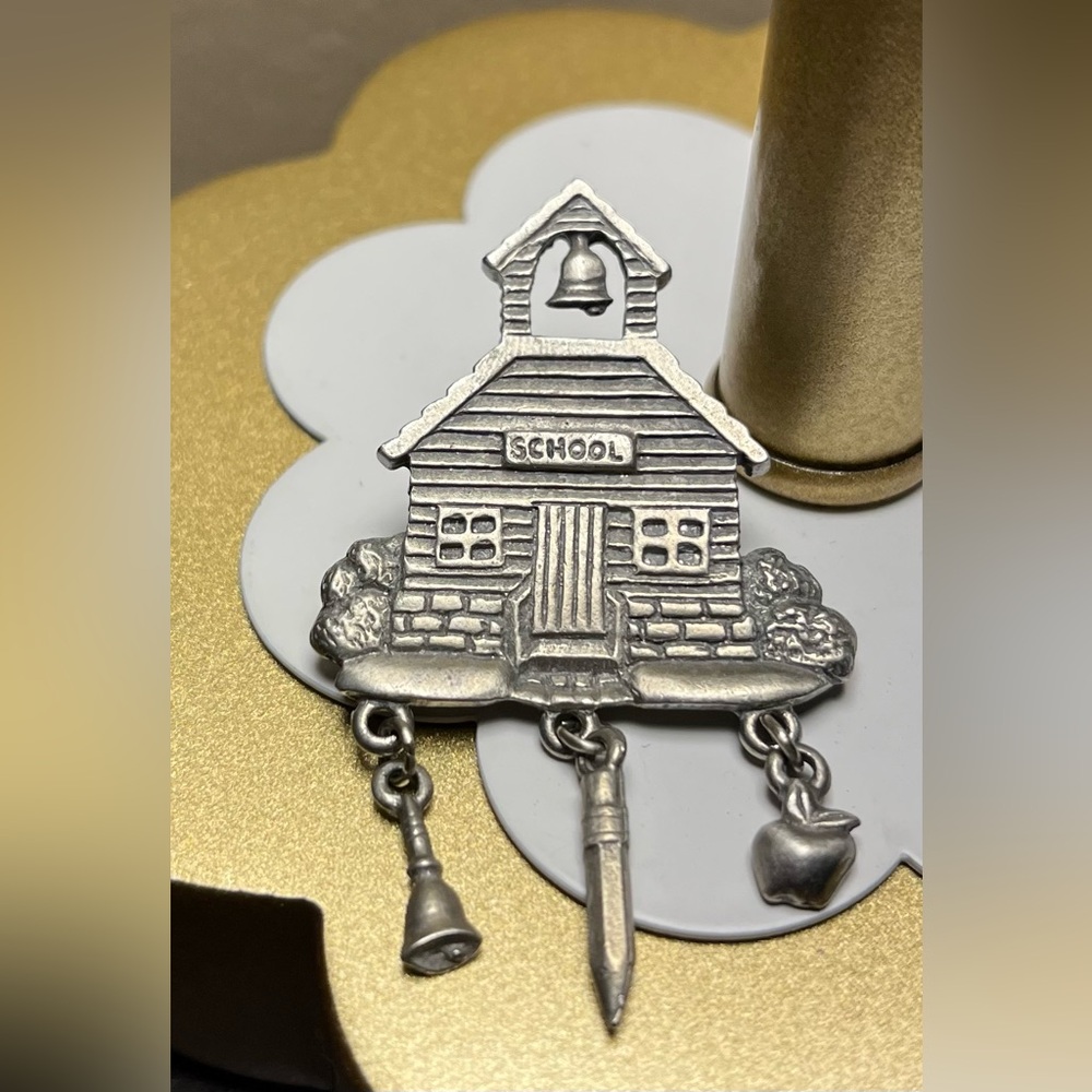 1990’s Schoolhouse Brooch Signed LCD